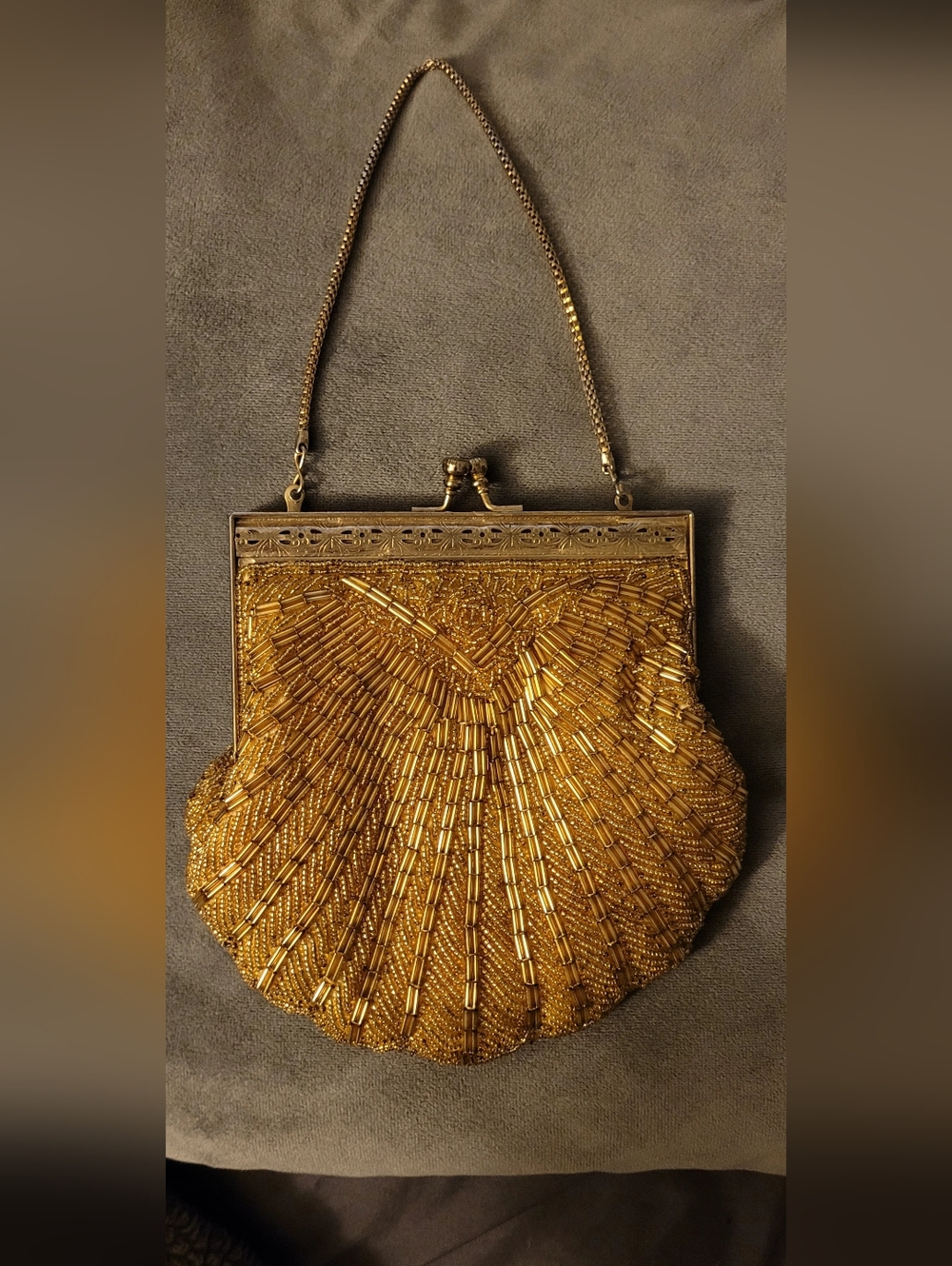 Vintage "1950/60's" Gold Beaded Evening Purse - Elegant Women’s Bag